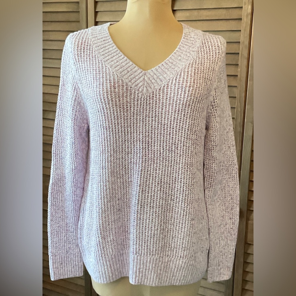 Talbots Lavender Pastel V Neck Knit Sweater